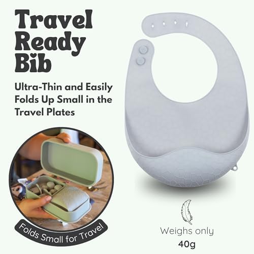 Baby Travel Feeding Set with Silicone Suction Plates, Grey Small - Image 5