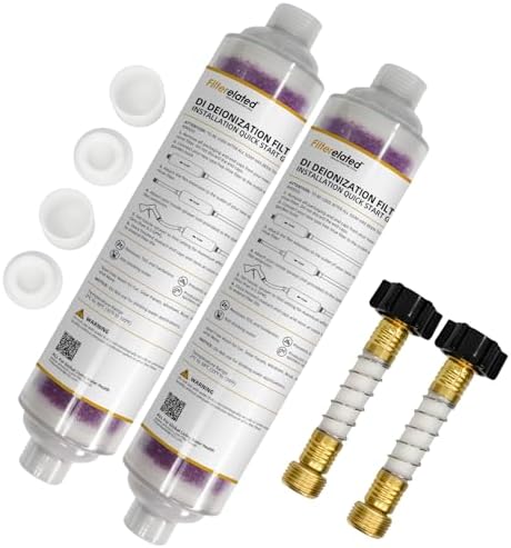 Filterrelated 2-Pack Inline Deionizer for Spotless Car Wash, Transparent Housing with Visual Resin Technology, Color-Changing Media Purple to Brown, Spot-Free Rinse for RV, Auto, Solar Panels by Filterelated