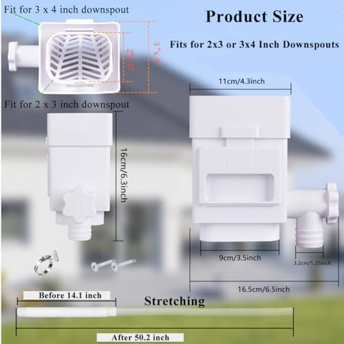 Rain Barrel Diverter Kit, Fits for 2x3 or 3x4 Inch Downspouts,White - Image 5