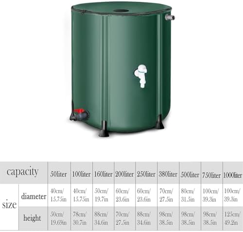 Rainwater Harvesting Tank FlexibleWater Storage Barrel with Mesh Filter Lid Fabric Large Capacity Water Collector(Green,500L) - Image 2