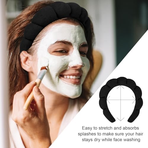 3 Pack Spa Headbands - Terry Cloth Makeup Headbands with Sponge for Skincare and Face Washing, Puffy Hair Band - Image 3
