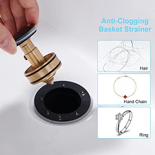 CREA Bathroom Sink Drain, Bathroom Sink Stopper with Drain Hair Catcher Pop Up Drain 1 1/2" for Bathroom Vanity Kitchen Sink with Overflow, Matte Black - Image 2
