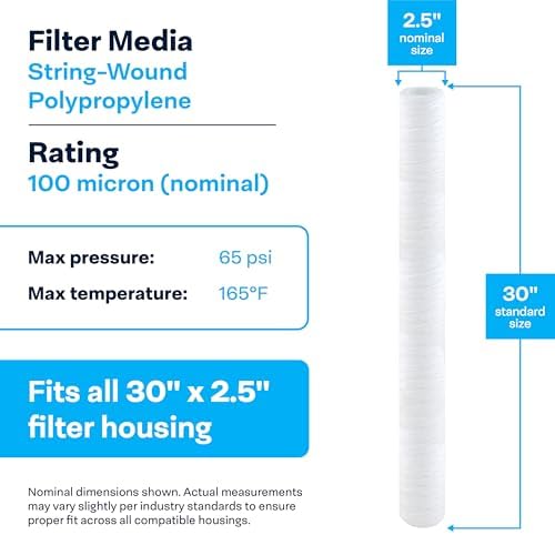 SpiroPure SP-CW100-30 100 um 30x2.5 Sediment Water Filter SWC-25-30100 20PK - Image 3