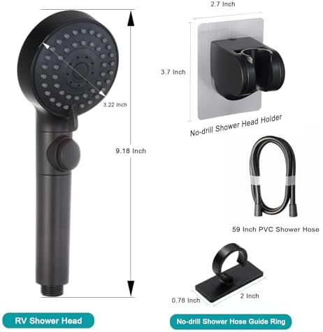 GwernKB Handheld Black Shower Head with Hose and On Off Switch,Water Saving - Image 4
