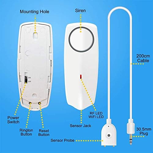 Water Alarm Sensor with 80dB Loud Sound WiFi Leak Detector, Overflow Leak Alarm, Remote Monitoring leaker for Water Heater Basement Sewage Pump, TUYA/Smart Life APP Notification - Image 5