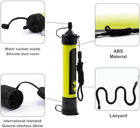 Water Straws Filter, Personal Backpacking Water Filter Straw Portable for Camping Hiking Travels (Green) - Image 5