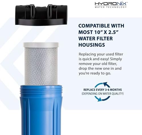 Hydronix CB‑25‑1005 Whole House Coconut Carbon Block Water Filter – 5-Micron Replacement Cartridge for RO & Drinking Water Systems | Standard 2.5 x 10 Inch Filter Housings (4 Pack) - Image 6