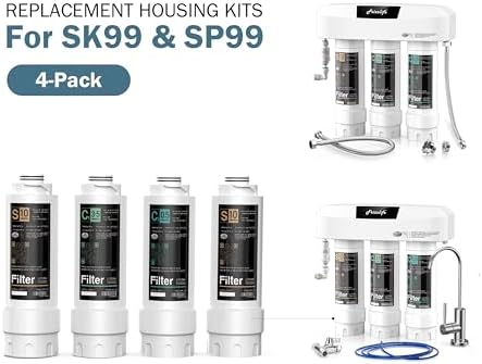 Frizzlife SKP-HF Replacement Housing Kits (4 Pack) With Filter Cartridges Inside for SK99 and SP99 Under Sink Water Filter System - Image 2