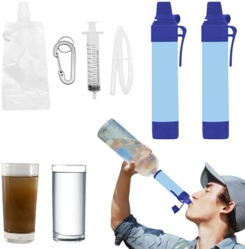 Portable Water Filter Straw Kit, Personal Water Filtration System for Camping Backpacking Hiking Emergency Survival Preparedness Outdoor Travel (2) by Unknown