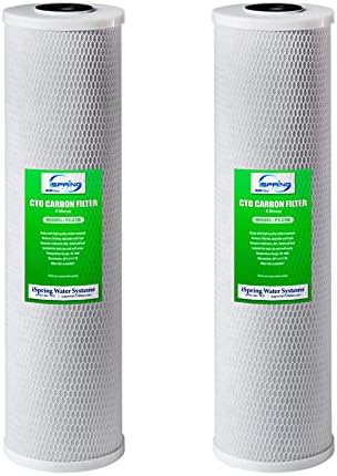 iSpring FC25BX2 20"x 4.5" Carbon Block Whole House Water Filter Replacement Cartridges, Reduces Up to 99% Chlorine, Taste, and Odor, 5-Micron, Pack of 2 by iSpring