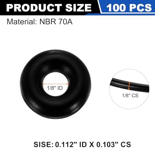 uxcell 100Pcs AS-104 NBR 70A O-Rings 1/8"ID x 3/32"CS/0.112"ID x 0.103"CS - Image 2