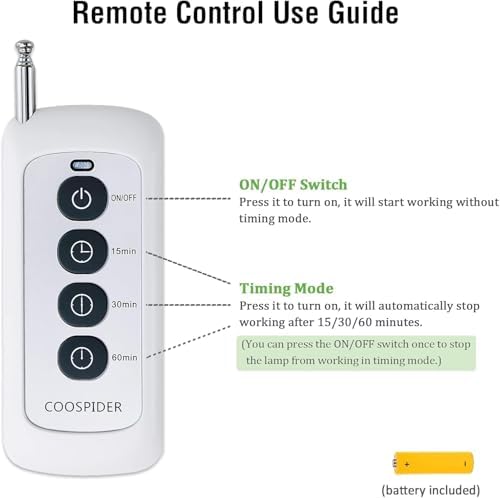COOSPIDER UV 36Watts UV Sanitizer Lamp 2pack 72w with Remote Control Powerful UVC Light with E26 Base for Basement/Bedroom/Kitchen/Office/Storehouse/Car, 3-Gear Timer 110V Ozone Free - Image 6