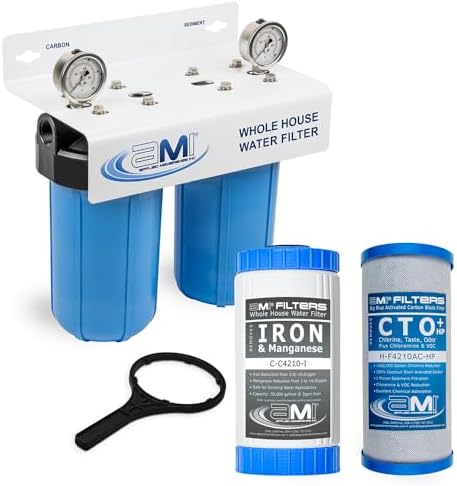 Applied Membranes Inc. 2-Stage Whole-House Water Filter System, 1 Carbon and 1 Iron Filter Cartridge, 4.5x10-Inches - Image 2