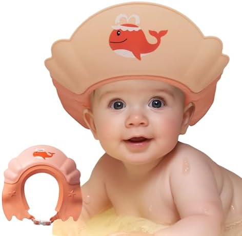 Baby Shower Cap Shield, Shower Cap for Kids, Visor Hat for Eye and Ear Protection for 0-9 Years Old Children,Cute whale shape Makes the Baby Bath More Fun (Orange) by Thcbme