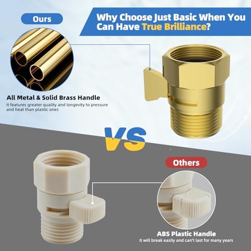 Hibbent All Metal 1 Pack Shower Head Flow Control Valve, G1/2 Brass Shut-off Valve with Metal Handle Lever, Shut OFF Water Flow Control Regulator for Handheld Shower, or Bidet Sprayer, Brushed Gold - Image 4