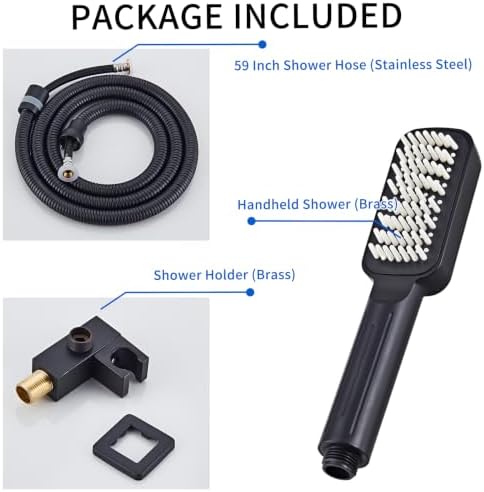 Matte Black High Pressure Handheld Shower Head, Wide Face Hand Held Showerhead with Hose and Bracket, Built-in Power Wash Jet Spray, Detachable Shower Head Set - Image 3