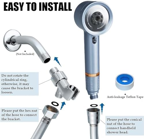 High Pressure Shower Head with Handheld, with Pause Switch 4 Spray Modes Water Saving Showerhead,Showerhead Set with Hose, Bracket and Cotton Filter, (blue) - Image 5