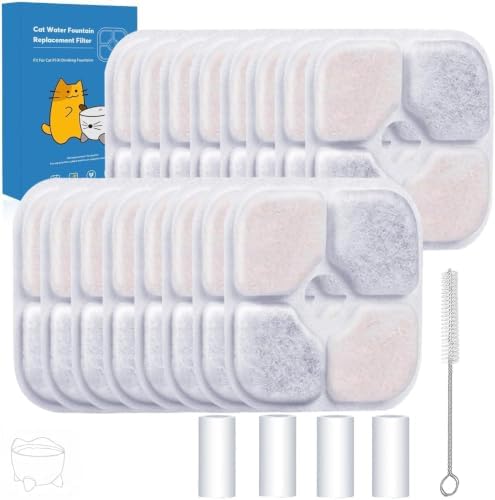 9-Pack Cat Water Fountain Filter Compatible With Cat Pixi Water Fountain Filter Replacement Triple Action Water Filter, 2 Pump Tubes 1 Hard Brush by Unknown