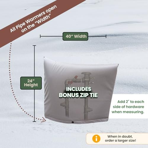The Original Winter Pipe Insulation Cover (0˚F) - Extra-Thick EVA+NBR (UV-Coated) Insulated Backflow Preventer Freeze Protection, Pump Cover, Sprinkler/Well/Valve Head Cover - (40" W X 24" H) - Image 2