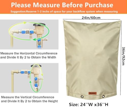Backflow Preventer Cover Insulated Pouch,Outdoor Pipe Insulation Cover,Winter Freeze Protection Water Well Pump Covers Sprinkler Valve Cover Insulated (Khaki, 24''W x 36''H) - Image 3