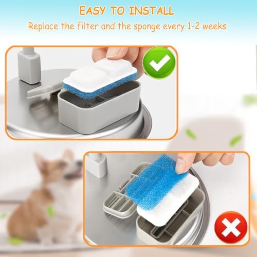 12 Set Cat Fountain Replacement Filters Compatible with oneisall PWF-001 2L/67oz Stainless Steel Pet Water Fountain Filters with Replacement Pre-Filter Pump Sponges - Image 5