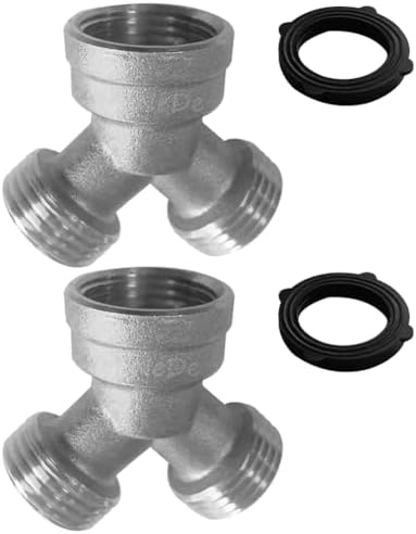 Uenede Nickel-plated Brass Splitter 3/4" GHT Y Connector, 2PCS by Uenede
