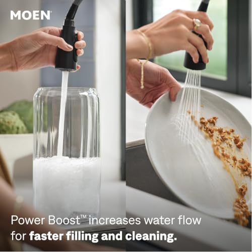 Moen Align Black Stainless One-Handle Pre-Rinse Spring Pulldown Kitchen Faucet with Pull Down Sprayer and Power Boost, Single Hole Kitchen Sink Faucet, 5923BLS - Image 4