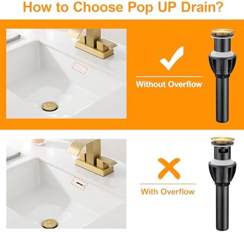 TIORIY Bathroom Sink Stopper Without Overflow, Sink Drain Brushed Gold - Image 2