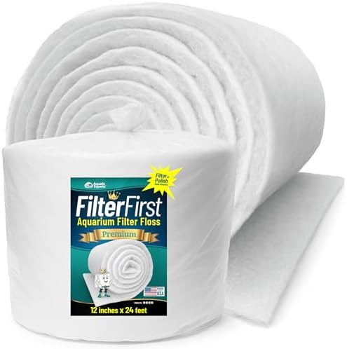 Aquatic Experts Aquarium Filter Floss for Fish Tank Filters - FilterFirst Aquarium Filter Pad - Media Roll for Crystal Clear Water, 3/4" - 1" Thick (12 Inch Wide, 24 Feet Long) by AquaticExperts