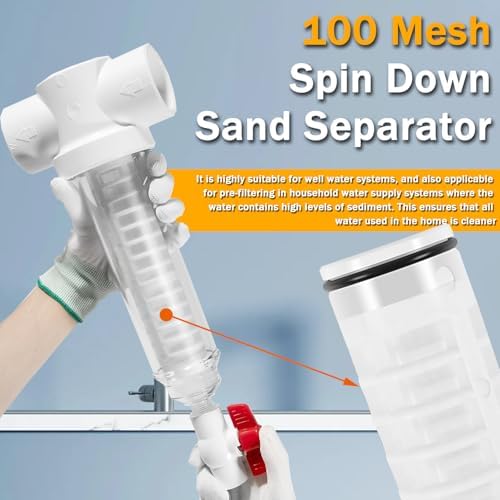 1-1/2" 100 Mesh Spin Down Sand Separator for 50 Gpm Sediment Water Filter System,1.5 Inch PVC Slip Inlet/Outlet - Image 4