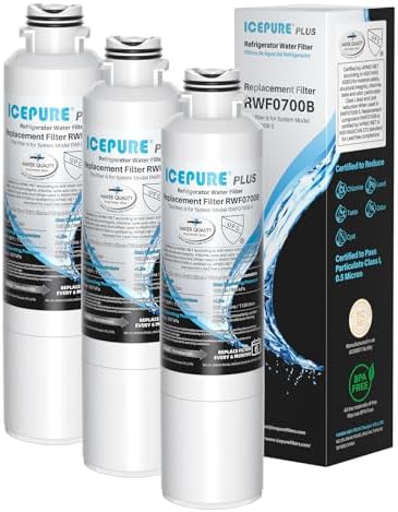 ICEPURE PLUS DA29-00020B NSF/ANSI 53 & 42 Certified Refrigerator Water Filter, Remove Lead, Replacement for Samsung HAF-CIN/EXP HAF-CIN DA29-00020B-1 HDX FMS-2 RF28HMEDBSR RF263BEAESR RF4287HARS 3PACK by ICEPURE