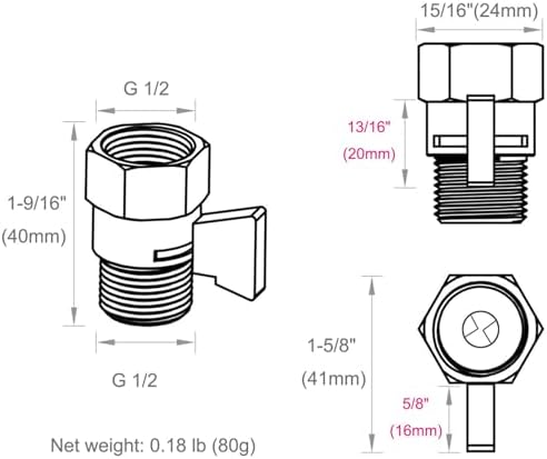 Angle Simple Shower Valve, Water Flow Control Shut Off Valve, Matte Black - Image 2