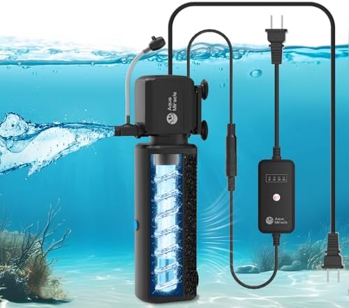AquaMiracle Aquarium Filter with U - V Light & Filter Sponge, Fish Tank Filter with Timer for Green Water, Turtle Filter with Aeration & Rainfall Mode for Aquarium 10-30 Gallon by AquaMiracle