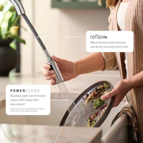 Moen Align Chrome One-Handle Modern Kitchen Pulldown Faucet with Reflex Docking System and Power Clean Spray Technology, 7565 - Image 3