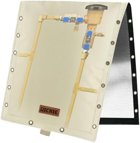 RICHIE 3-Way Opening Backflow Preventer Cover (5°F) Heavy-Duty 5-Layer Insulated Enclosure, All-Weather Protection for Outdoor Pipe, Irrigation Sprinkler Valve, Well Water Pump, 14" Wx18 H Beige by RICHIE