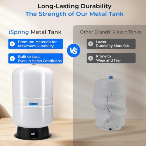 iSpring 40 Gallon RO Tank, Pre-Pressurized Water Storage Tank for Reverse Osmosis RO Systems, Metal High Capacity RO Water Tank, Includes Tank Valve & Elbow, Model: T40M - Image 3