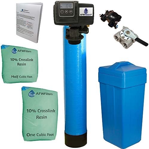 AFWFilters 1.5 Cubic Foot (48k) Whole Home Water Softener with Durable 10% Crosslink Resin, 3/4" Stainless Steel FNPT Connection, and Blue Tanks by Abundant+Flow+Water+Systems