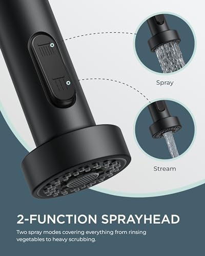 FORIOUS Kitchen Faucets, Pull Down Sprayer, Classic High Arc, Black Brushed - Image 3