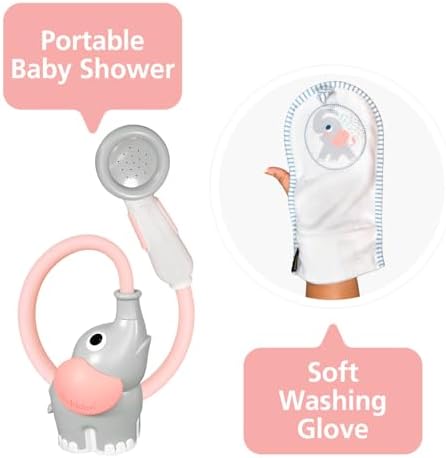 Yookidoo Elephant Baby Bath Toy Rinser with Washing Glove – Fun Battery-Operated Water Play & Trunk Spout Sprayer, Gentle Sink or Tub Bathing Essential for Newborns (Wash & Glove Pink) - Image 3