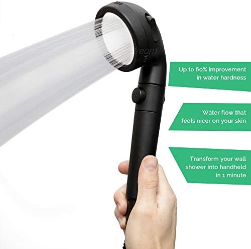 StoneStream Ionic Filter Shower Head with 4-in-1 Wall Adapter, Matte Black - Image 2