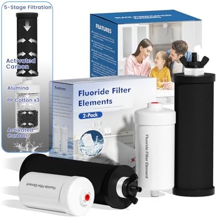 Gravity Water Filters Replacement for Berlky BB9-2 & PF-2 Fluoride Filters, 7-Stage Filtration, NSF/ANSI 42 & 372 Certified, Filters Compatible with Berlky Gravity Systems (2 Black, 2 Fluoride) by Joypur