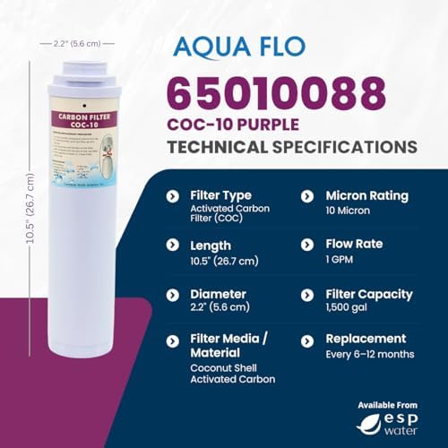 Aqua Flo COC-10 Purple Activated Carbon Filter Cartridge 65010088 - Image 3
