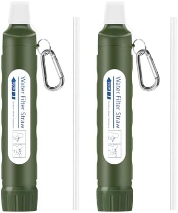 Personal Water Filter Straw, 4-Stage NSF Certified Portable Water Purifier, BPA-Free Emergency Water Filtration Survival Gear for Hiking Camping Travel Emergency Preparedness by FS-TFC