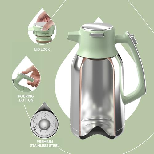 IDEUS Thermal Coffee Carafe 68oz, Beverage Dispenser Avocado - Image 3