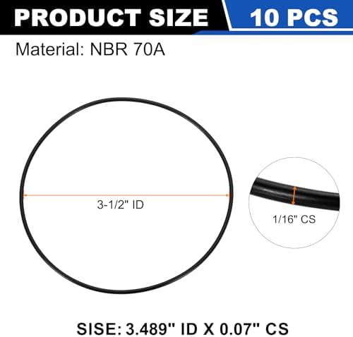 uxcell 10Pcs AS-043 NBR 70A O-Rings 3-1/2"ID x 1/16"CS/3.489"ID x 0.07"CS - Image 2