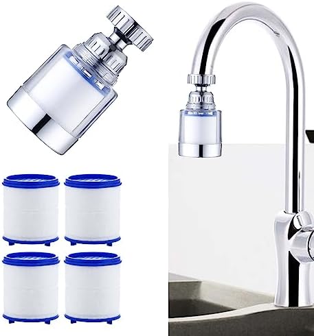 LiXiongBao 360 Rotating Faucet Water Purifier, Chlorine Reduction, Removes Fluoride, Heavy Metals, Softens Hard Water, Easy Installation, 4 Replacement Elements by LiXiongBao