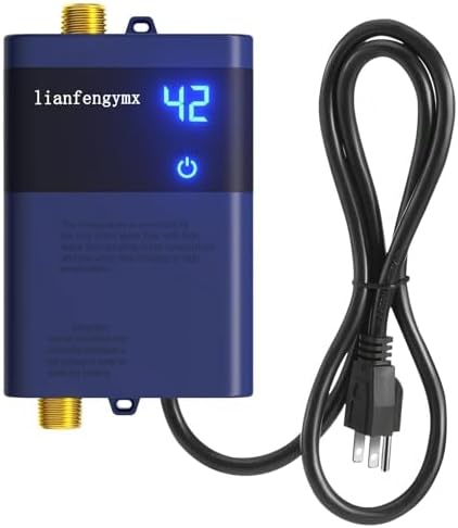 3000W Tankless Water Heater, 110V Electric Point-of-Use for Sink,RV, Camping & Indoor.Vertical Mount Only with 304 Stainless Steel Fittings, (Blue, Digital Display) by lianfengymx
