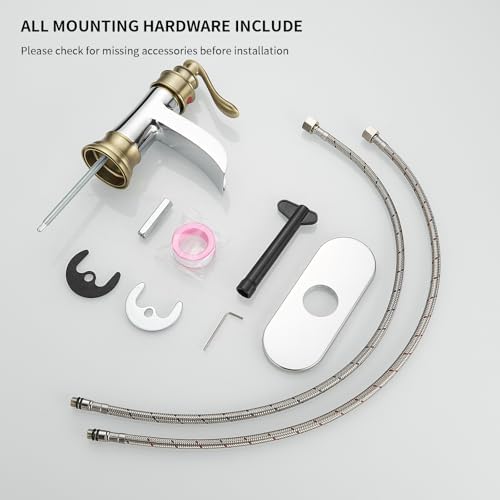 BWE Brass Waterfall Bathroom Faucet, Brushed Gold & Chrome for Modren Style - Image 6