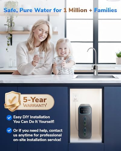 E8 800GPD Compact Reverse Osmosis System 800 GPD Fast Flow RO Water Filter, 9 Stage Tankless Under Sink RO Water Filtration System High Pure to Drain, LED Smart Real-Time Display Faucet, Dark Black E8 - Image 2
