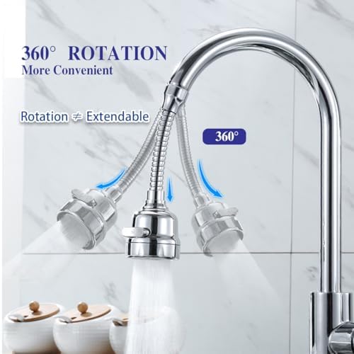 Kitchen Faucet Sprayer Attachment, Movable Faucet Extender for Kitchen Sink, 360° Rotatable Faucet Outlet Nozzle Sink Faucet Head Anti-Splash Faucet Adapter for Kitchen Sink - Image 7